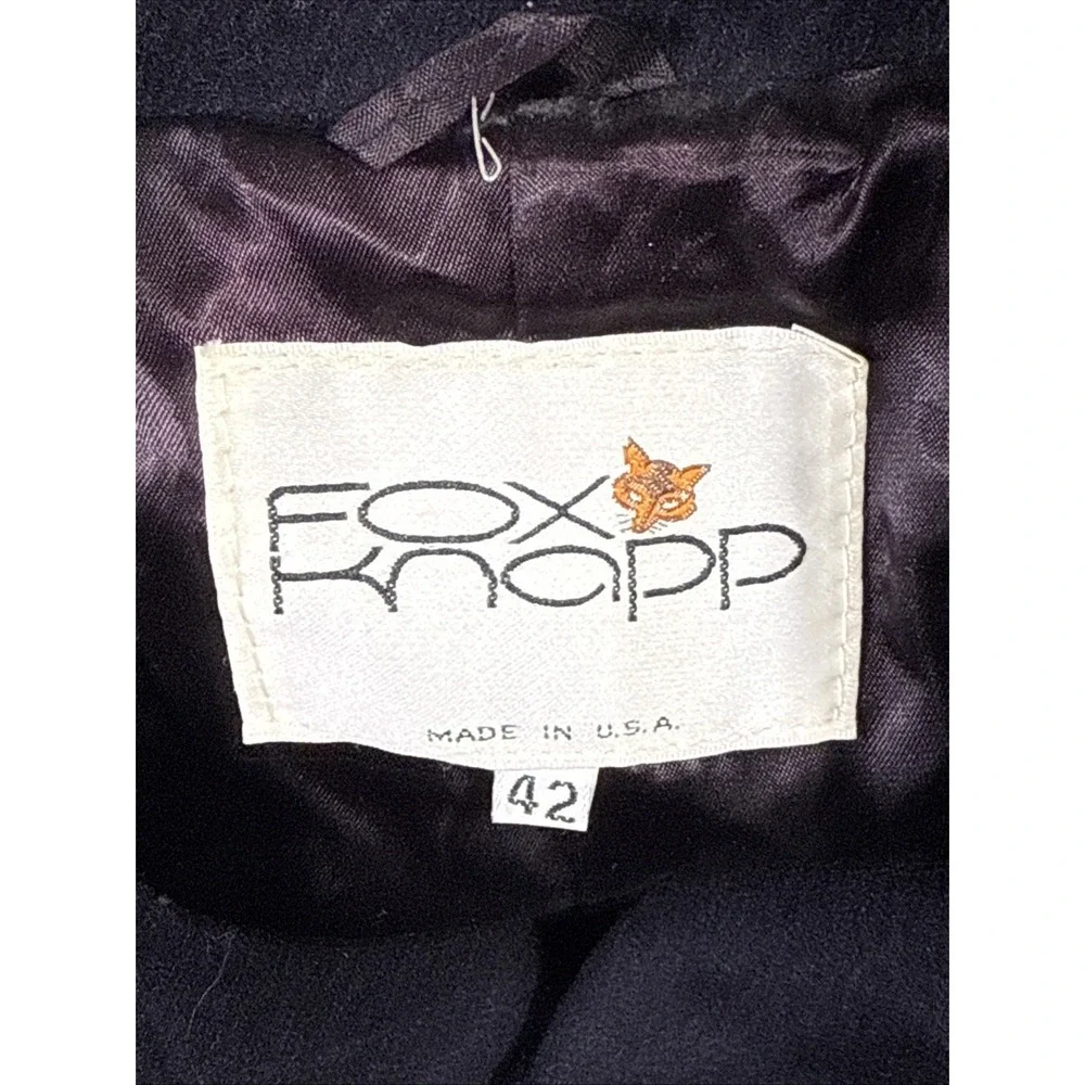 Fox Knapp Pea Coat Mens Size 42‎ Black Naval Buttons Officer City Wool Old Money